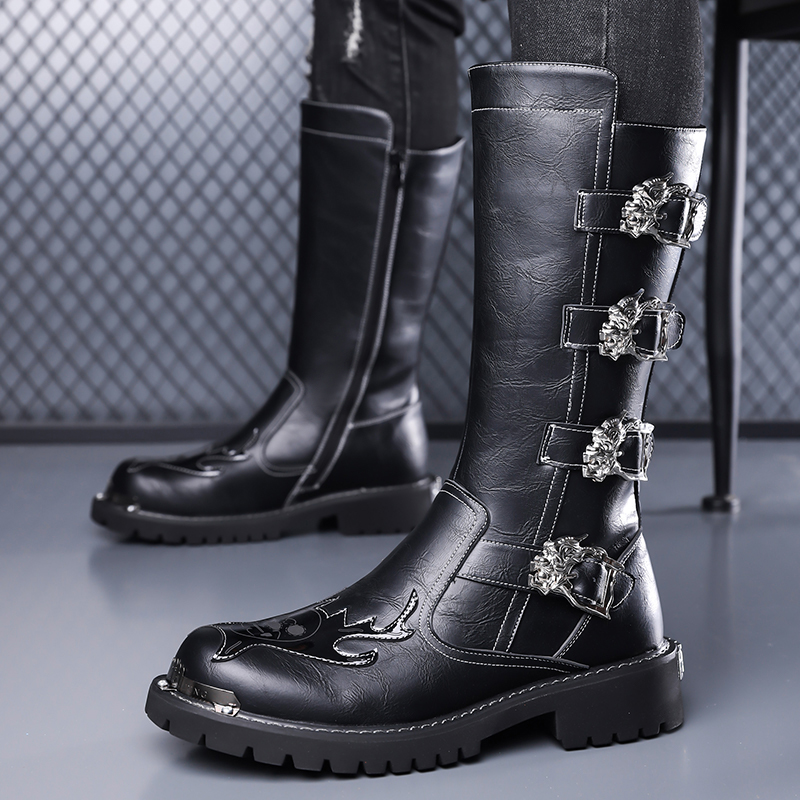 Leatherwork Designs - Jesienne Nowe Designerskie Skórzane Długie Buty